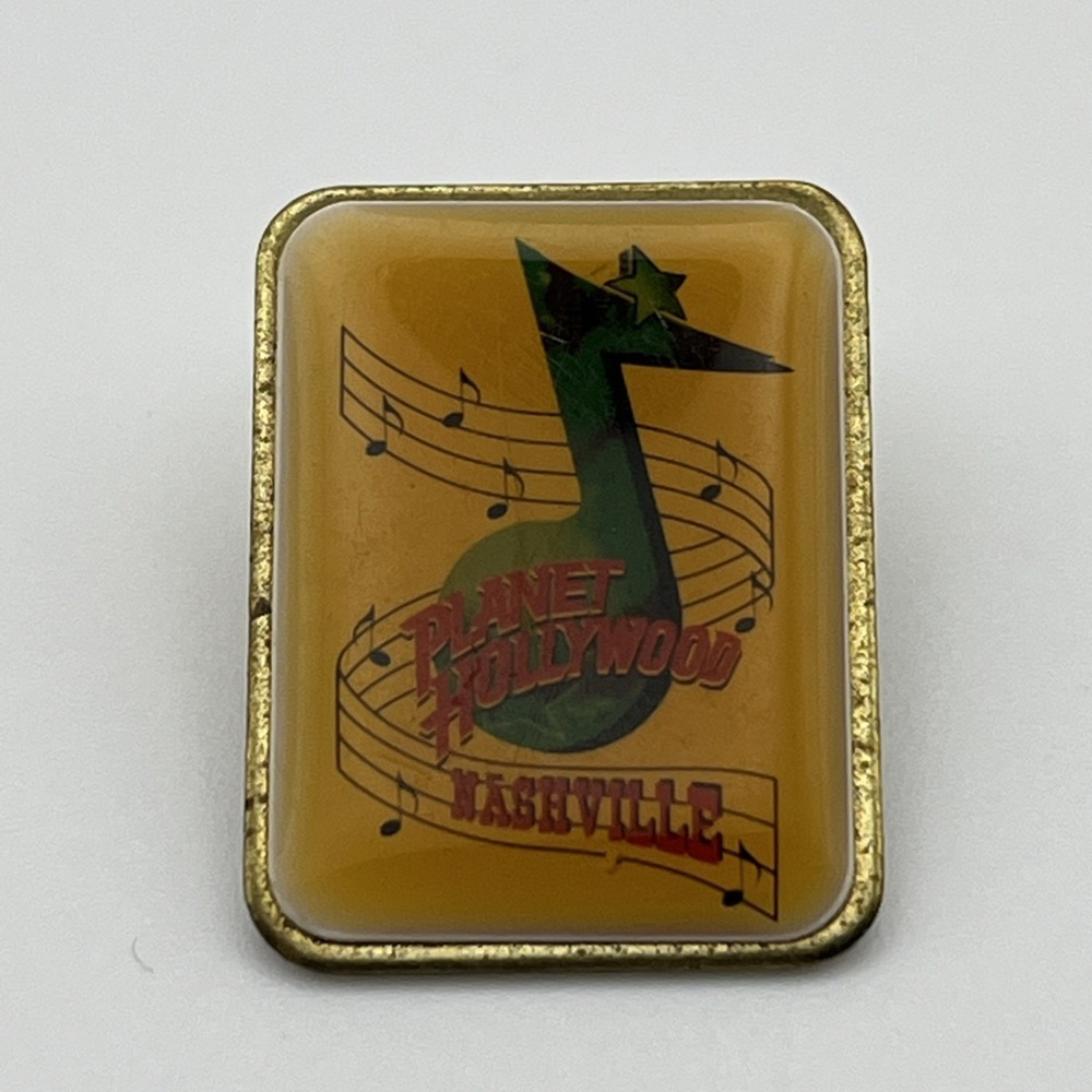 Vintage 1991‎ Planet Hollywood Nashville Tennessee Music Notes Lapel Hat Pin